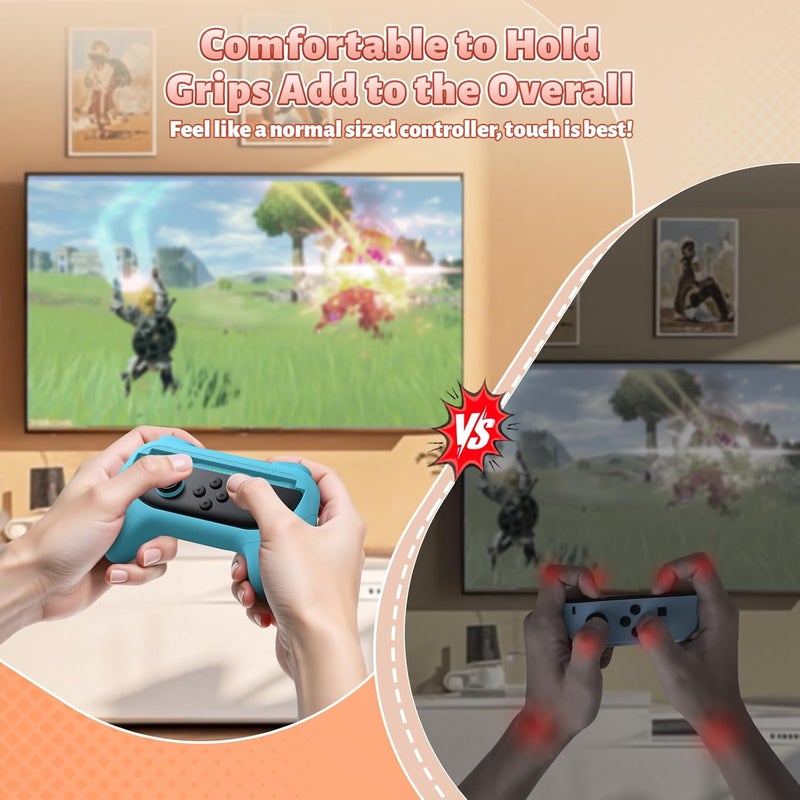 FASTSNAIL [Switch 1/2 Compatible] Grips for Nintendo Switch 2 (2025)/1&OLED for Joy-Con 2, Wear-Resistant & Anti-Slip Controller Grips Handle Kit, Switch 2 Joypad Holder Accessories (Orange,Blue) - Image 5